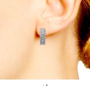 Diamond Baguette Hoop Earings, 14K White Gold diamonds > .5 ct